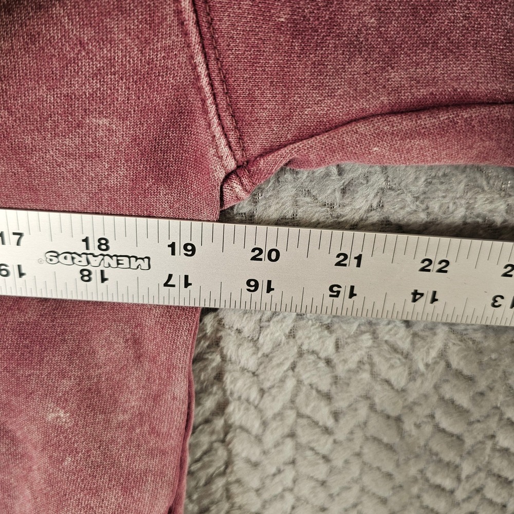Art Class Girls Large 10/12 Acid Wash Cropped Hoodie Burgundy Raw Hem Sweatshirt - Picture 3 of 6